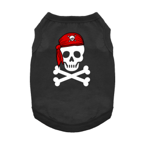 Pirate Skull with Red Bandana Dog Shirt (Color: Jet Black, size: X-Small)