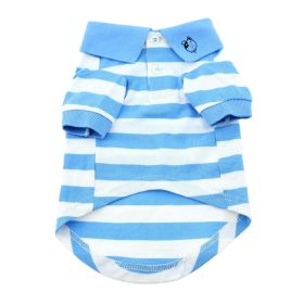 Striped Dog Polo (Color: Blue Niagara and White, size: X-Small)