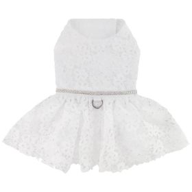 White Lace Dog Wedding Dress with Matching Leash (size: X-Small)